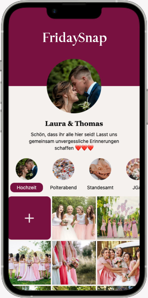 FridaySnap Hochzeit Foto-App Screenshot der Galerie